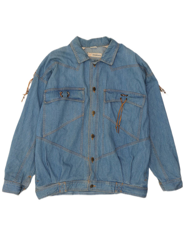 Męska kurtka dżinsowa Green Leaves UK 40, duża niebieska bawełniana