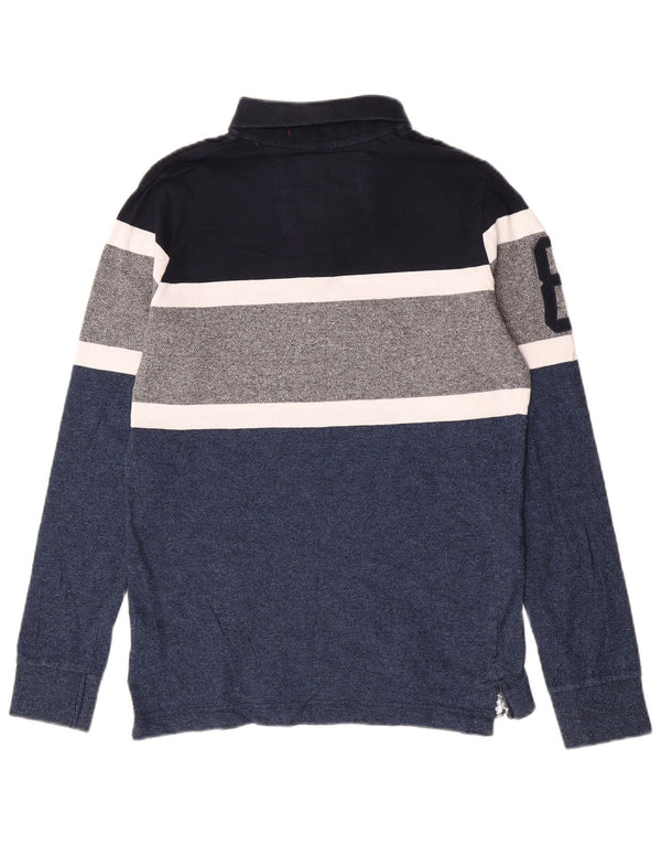Chłopięca koszulka polo do rugby Superdry z długim rękawem, 15-16 lat, XL, niebieska, z blokami kolorów