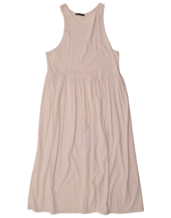 Damska sukienka maxi bez rękawów Zara UK 18 XL, biała bawełna