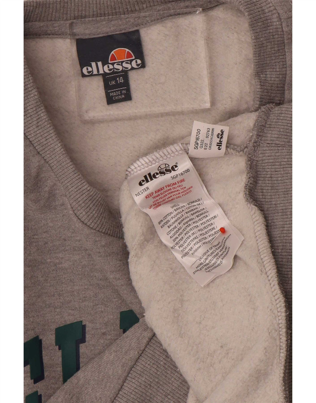 Damska bluza oversize z grafiką Ellesse, UK 14, duża, szara