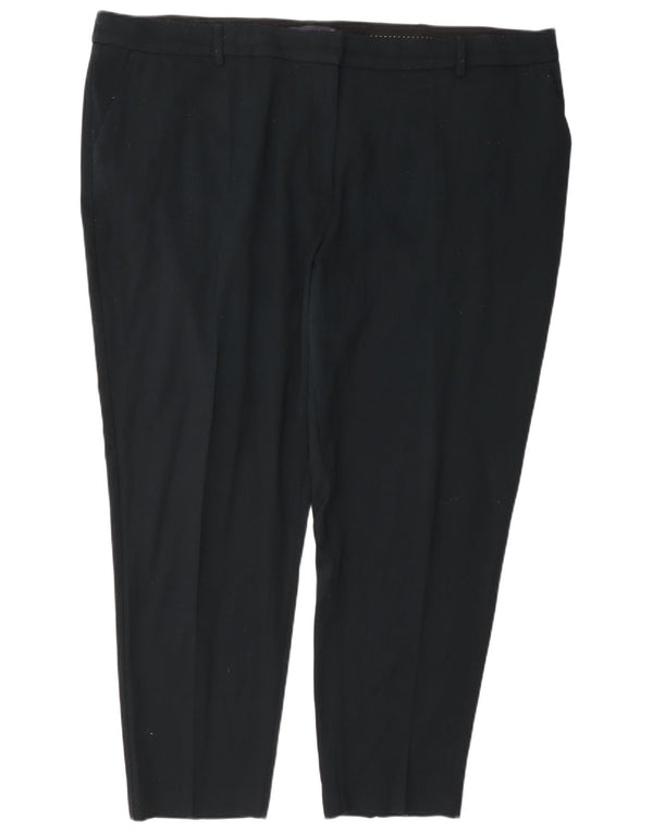 Spodnie damskie Marks & Spencer z wysokim stanem UK 24 4XL W46 L28 Czarne