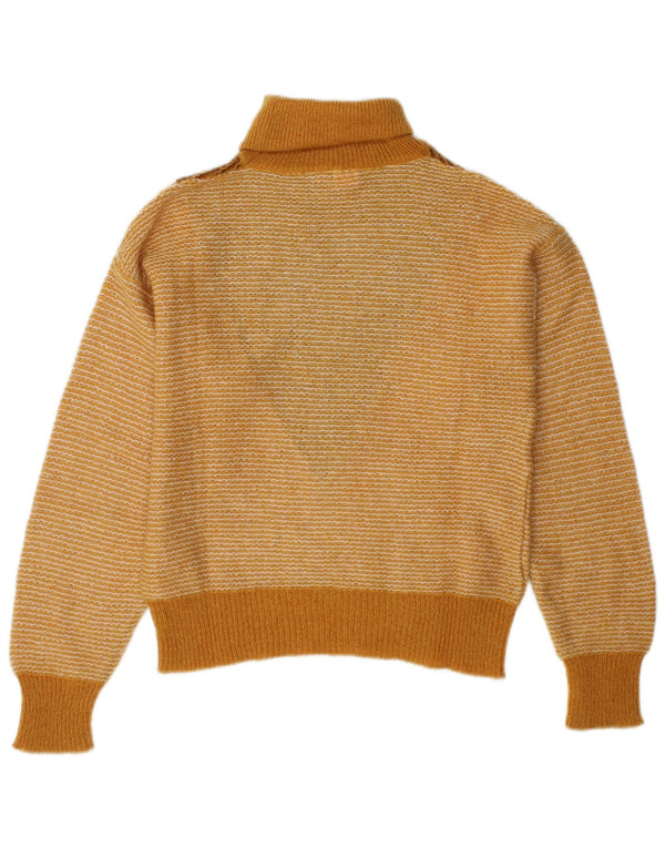 Vintage damski sweter z golfem UK 10, mały żółty blok kolorów