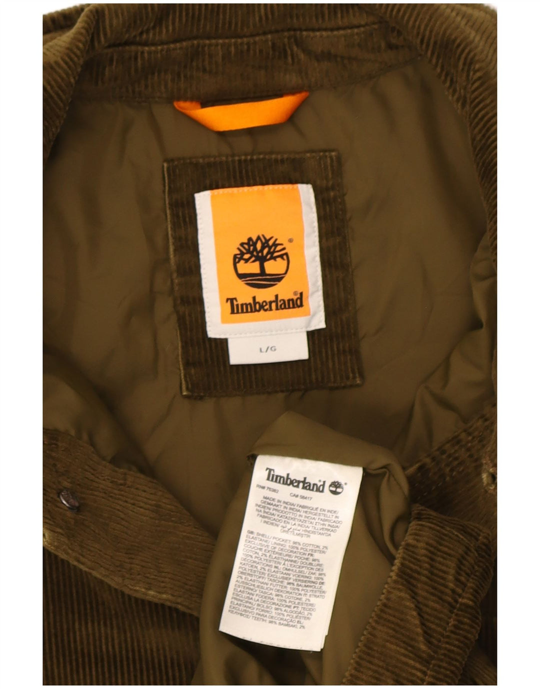 Męska kurtka sztruksowa Timberland UK 40, duża bawełna khaki