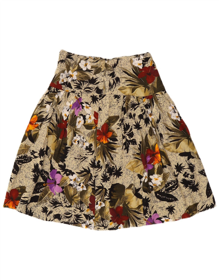 Vintage damska spódnica w kształcie litery A W26 mała beżowa w kwiaty