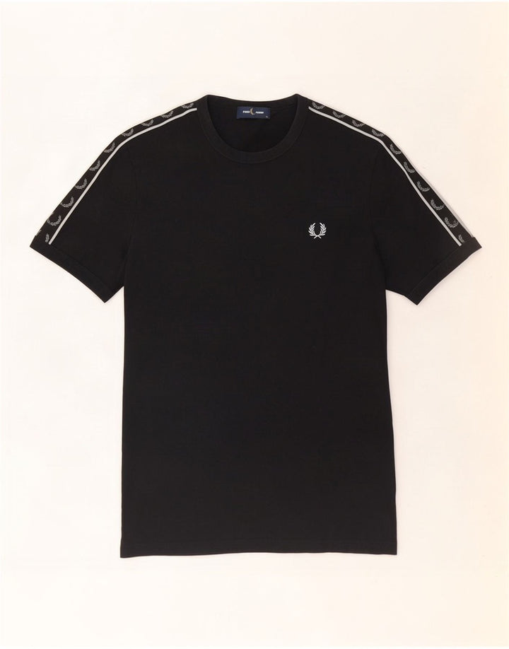 Męska koszulka z grafiką Fred Perry, średnia czarna bawełniana