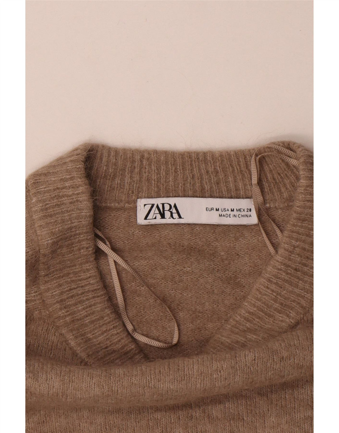 Sweter damski Zara z dekoltem w łódkę UK 14, średni beż, poliamid