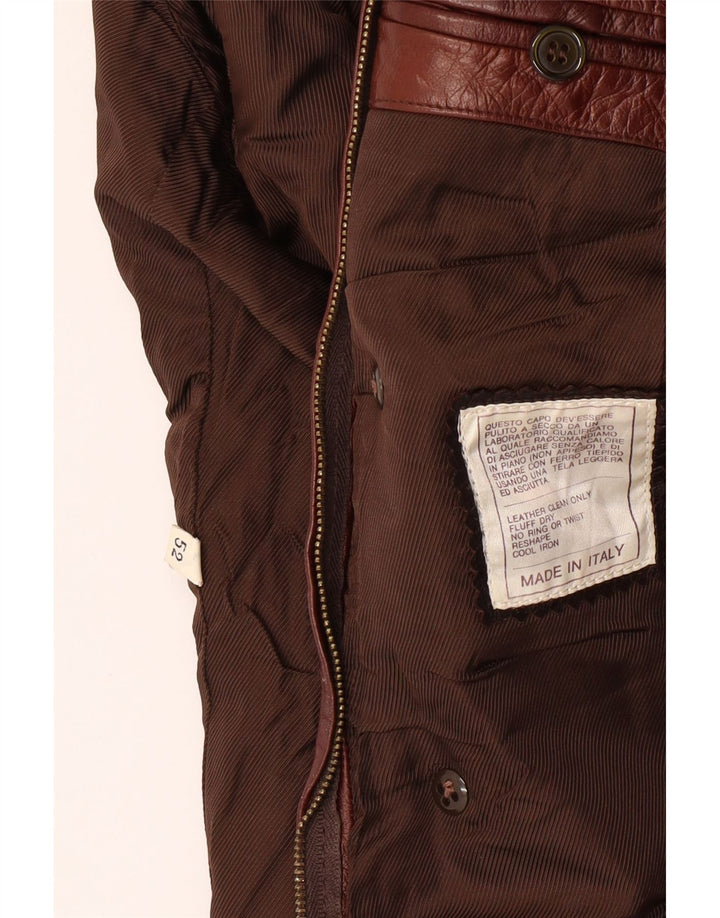 Damski płaszcz skórzany VINTAGE IT 52 2XL Brązowa skóra