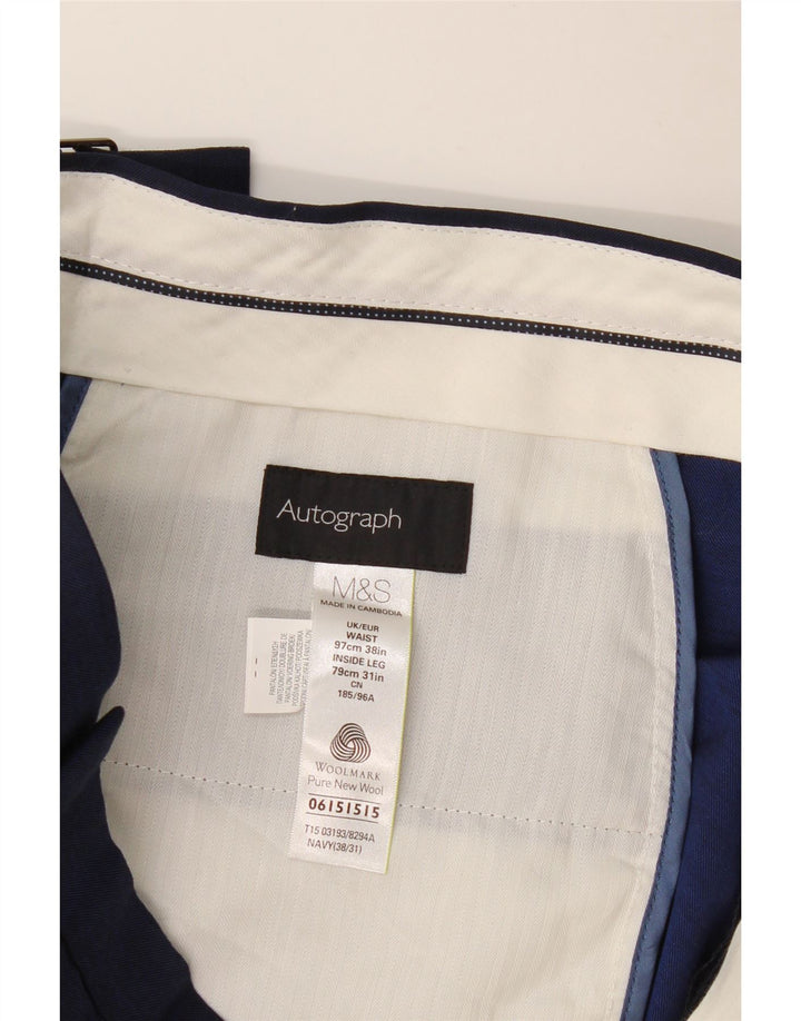 Marks & Spencer Męskie spodnie garniturowe Autograph W38 L31 granatowe