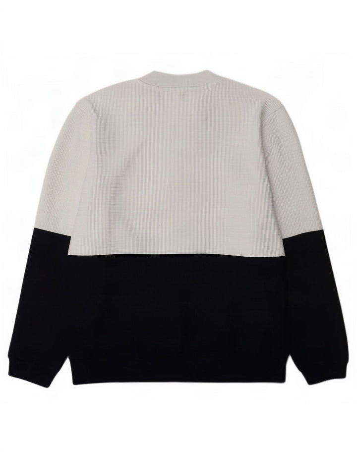 Męski sweter Zara XL, biały, poliester z blokami kolorów