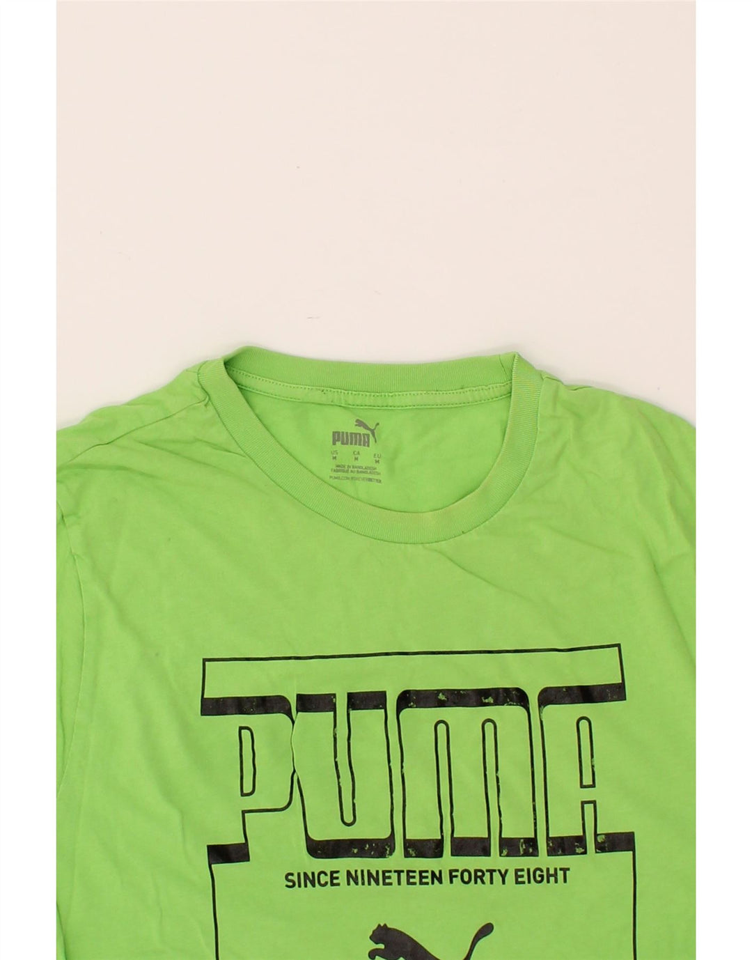 PUMA Mens Graphic T-Shirt Top Medium Green Cotton Vintage Puma and Second-Hand Puma from Messina Hembry 