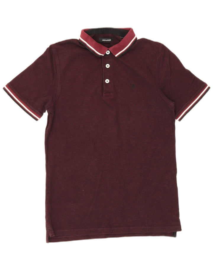 Męska koszulka polo JACK & JONES, średnia, bordowa bawełna