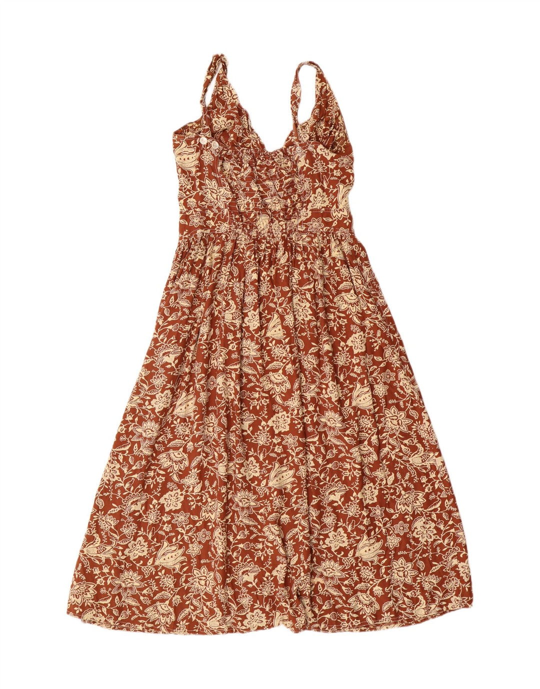 Damska sukienka o linii A bez rękawów Express UK 12 Średni brązowy kwiatowy wiskoza