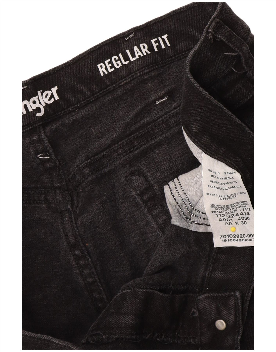Męskie jeansy Wrangler o prostym kroju W38 L30, czarne, bawełniane