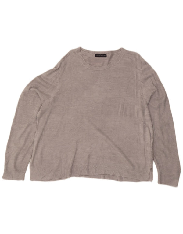 Marks & Spencer Damski sweter z dekoltem w łódkę UK 24 4XL Szary akryl