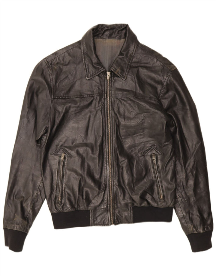Vintage męska kurtka skórzana UK 38 średniej czarnej skóry