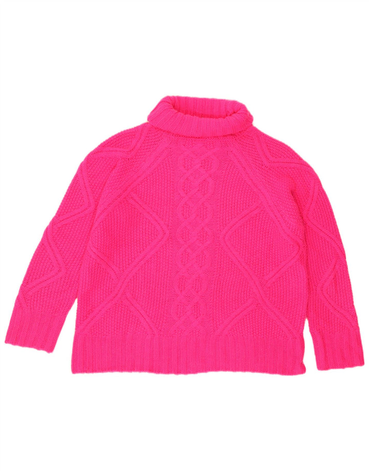 Damski sweter oversize Oasis z golfem UK 10, mały, różowy, akrylowy