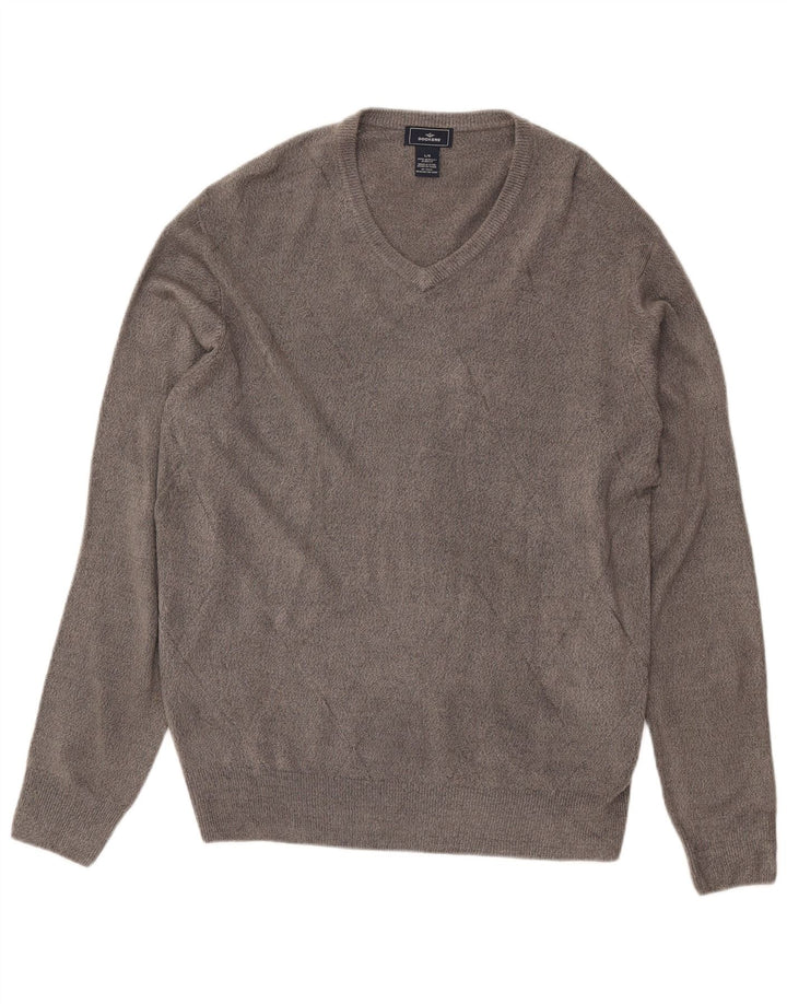 Męski sweter Dockers z dekoltem w kształcie litery V, duży, szary, akrylowy