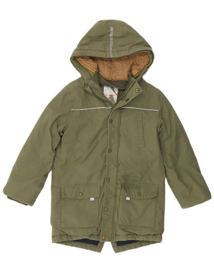 Chłopięca kurtka parka z kapturem Fat Face 8-9 lat, bawełna khaki