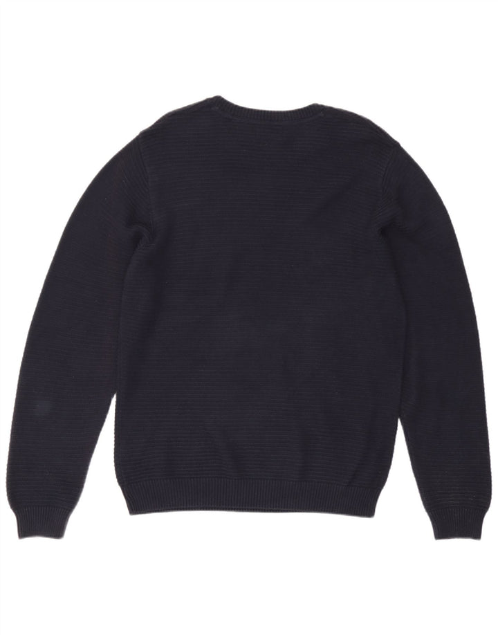 Marks & Spencer Męski sweter z okrągłym dekoltem, średni granatowy, bawełniany