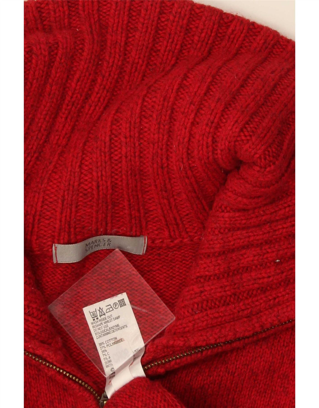 Marks & Spencer Damski sweter rozpinany UK 16, duży, czerwony, bawełniany