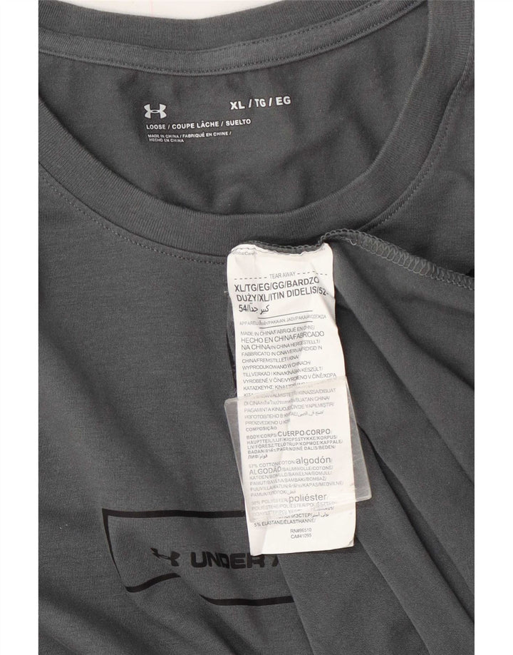 Męska koszulka Under Armour z długim rękawem, szara, z blokami kolorów, bawełniana