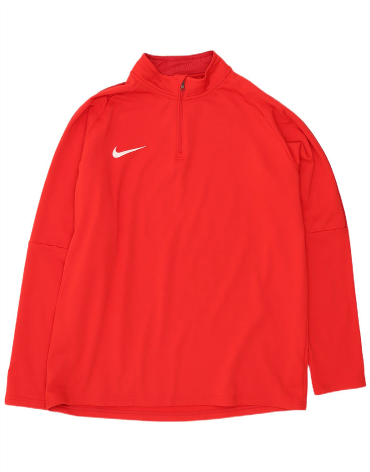 Męski dres Nike Dri Fit z zamkiem błyskawicznym i zamkiem błyskawicznym, XL, czerwony poliester