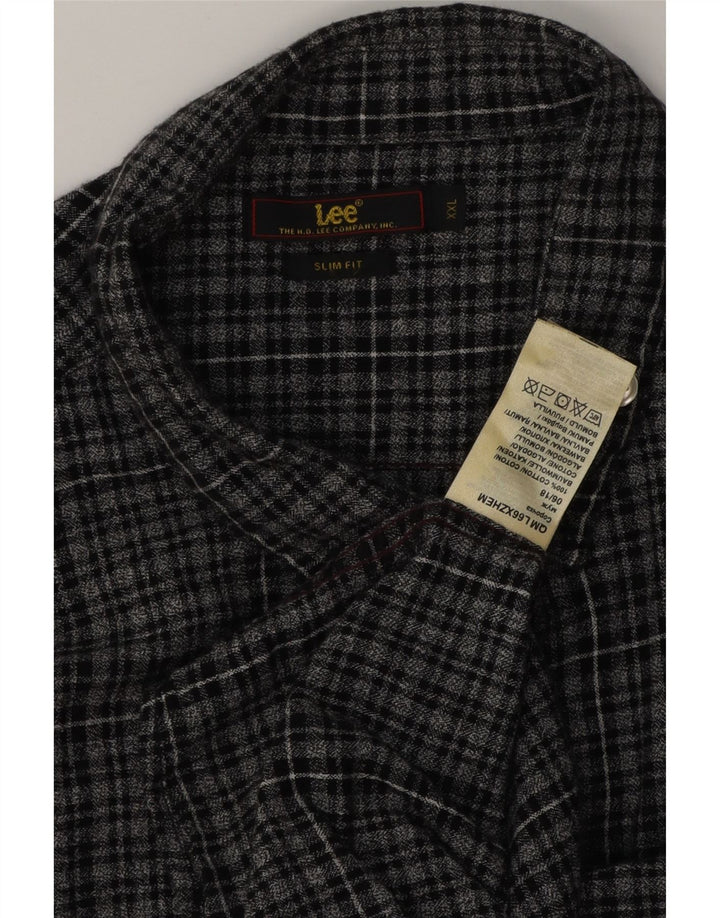 Koszula flanelowa męska Lee Slim Fit 2XL, granatowa, bawełniana w kratkę