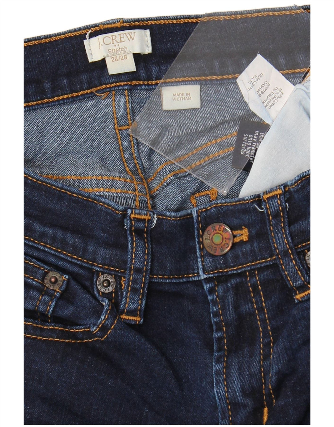 Damskie dżinsy rurki J. Crew ze stretchem W26 L28 Granatowa bawełna