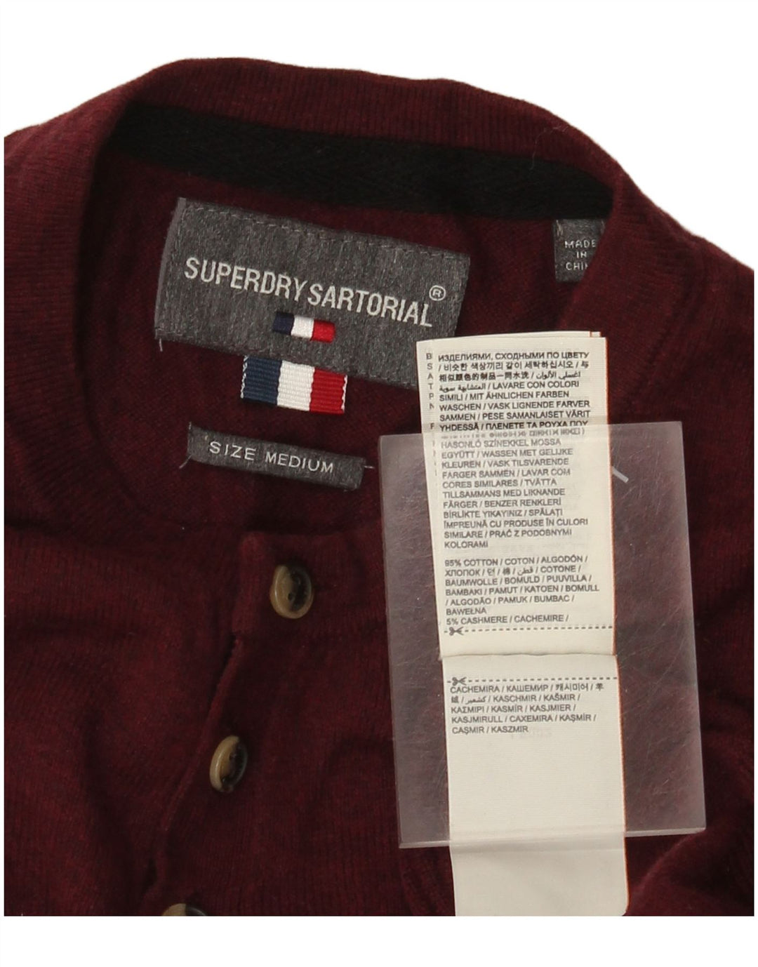 Męski sweter Superdry z okrągłym dekoltem, bawełna w kolorze średniego bordowego koloru