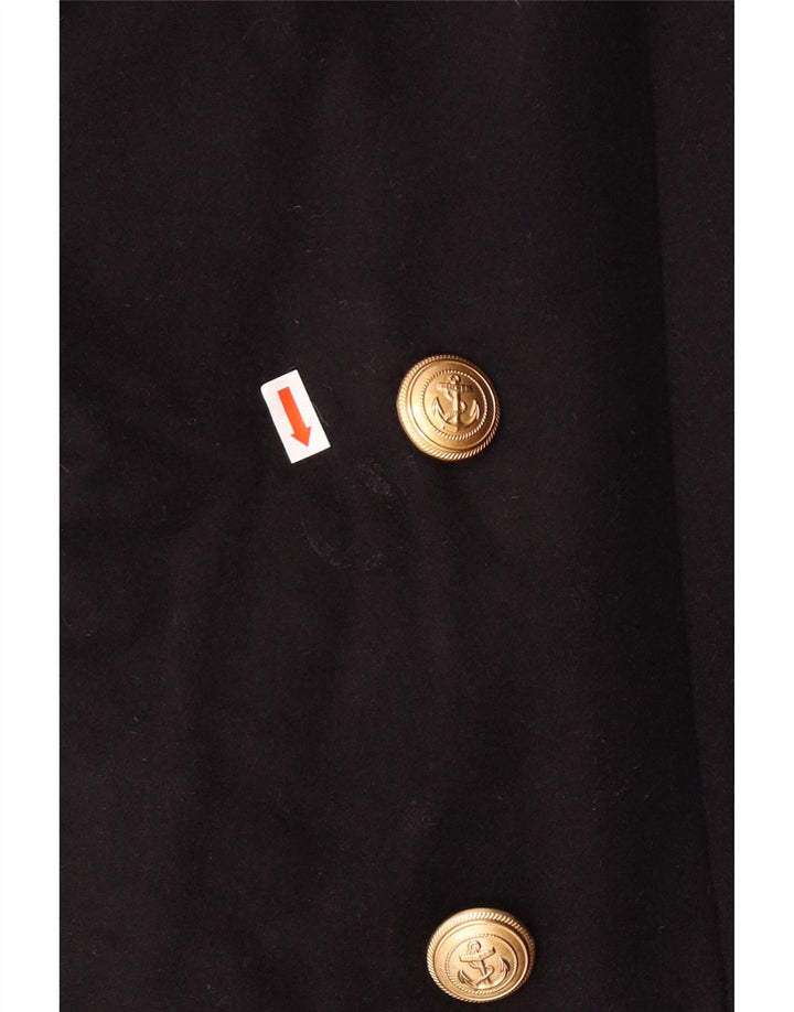 MARINA MILITARE Womens Double Breasted Overcoat IT 46 Large Black Wool