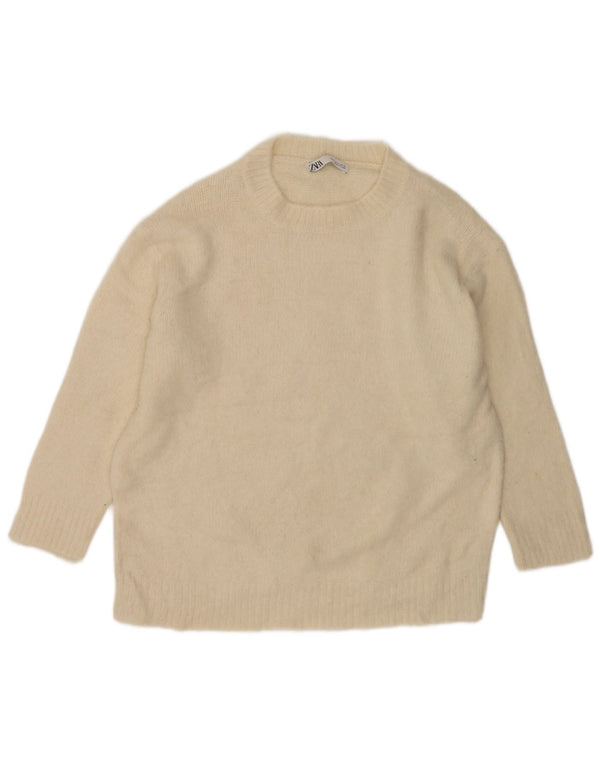 Damski sweter oversize z dekoltem w łódkę Zara UK 10 Small Off White