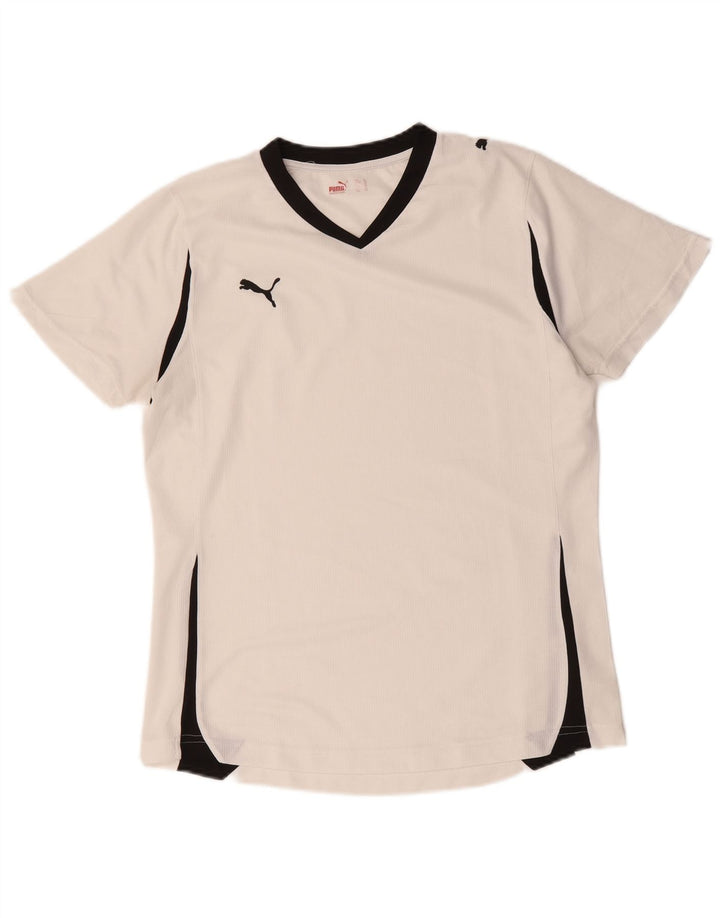 T-shirt damski Puma Top UK 16, duży, biały, poliester z blokami kolorów