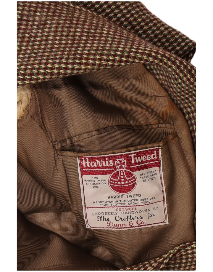 Męska marynarka zapinana na 2 guziki Harris Tweed UK 38 Średnia brązowa wełna w kratkę