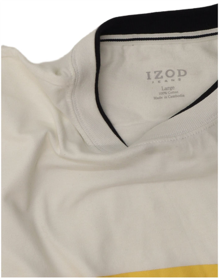 Izod Męski T-shirt Top Duży, Bawełniany w Białe Paski