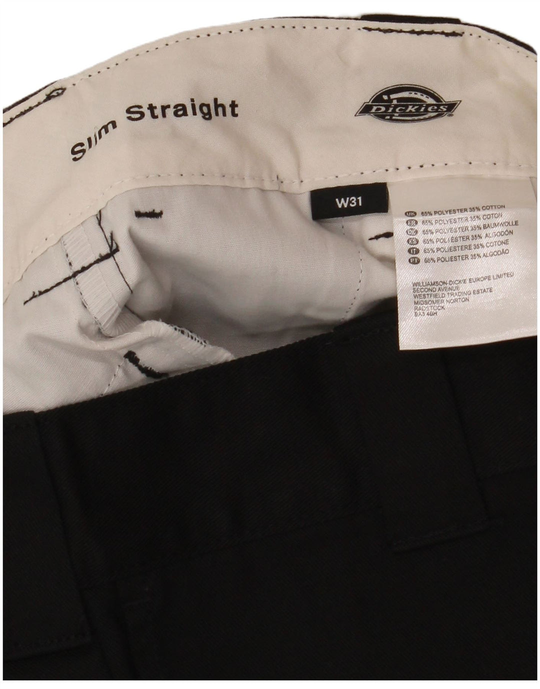 Męskie spodenki chino Dickies, proste, slim fit, W31, średni czarny poliester