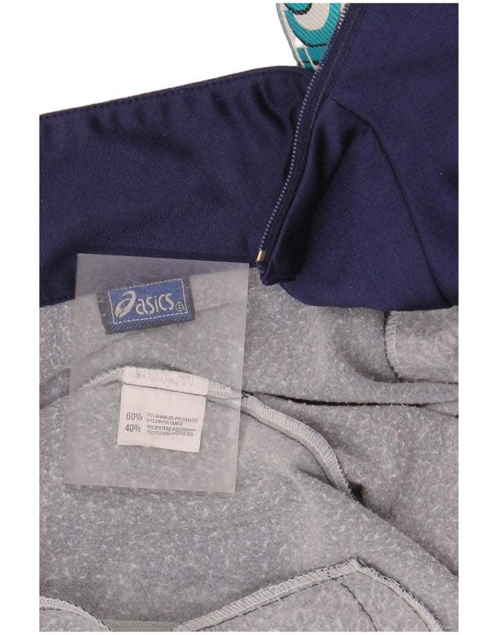 Męska kurtka dresowa Asics z grafiką, duża, granatowa, z blokami kolorów