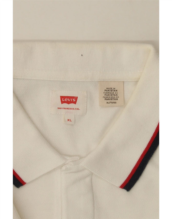 LEVI'S Mens Polo Shirt XL White Vintage Levi's and Second-Hand Levi's from Messina Hembry 