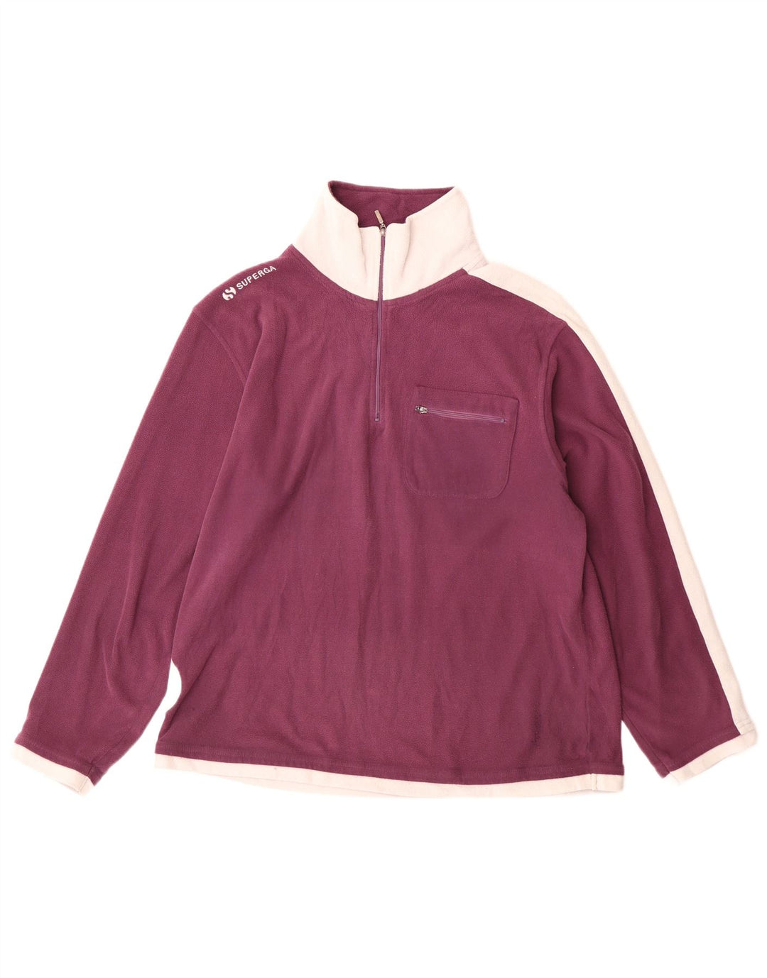 Męski sweter polarowy Superga z zamkiem błyskawicznym i średnim bordowym blokiem kolorów