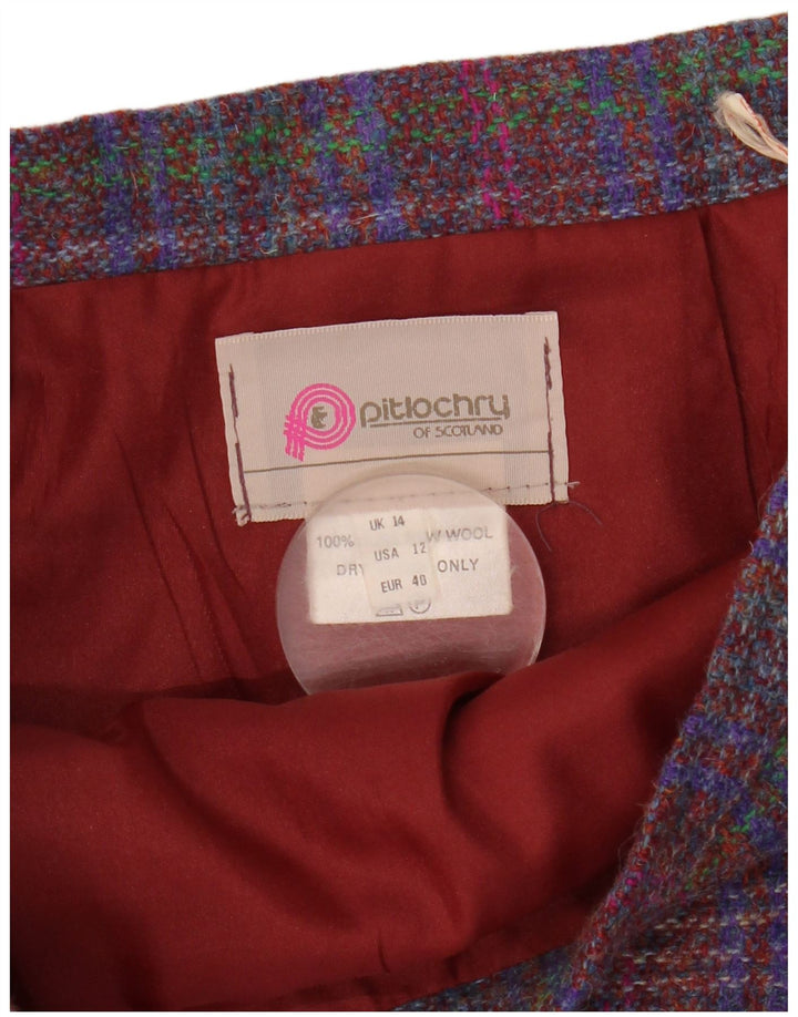 Damska spódnica Midi Pitlochry UK 14 Medium W30 Wielokolorowa wełna w kratę