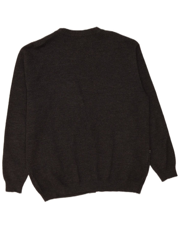 Vintage męski sweter rozpinany XL szara wełniana w paski
