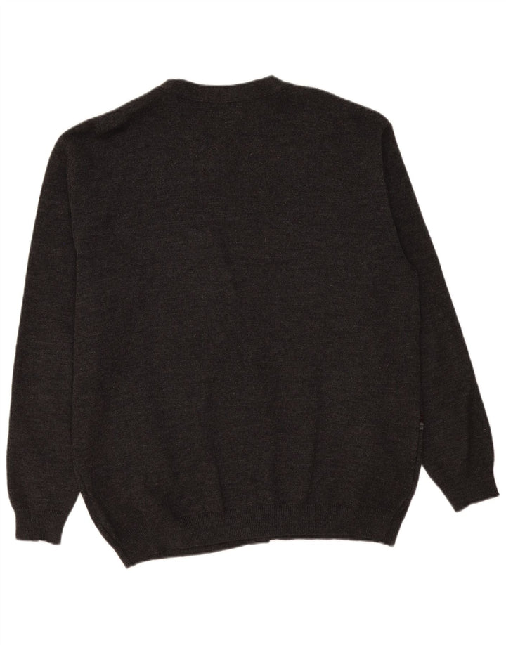 Vintage męski sweter rozpinany XL szara wełniana w paski