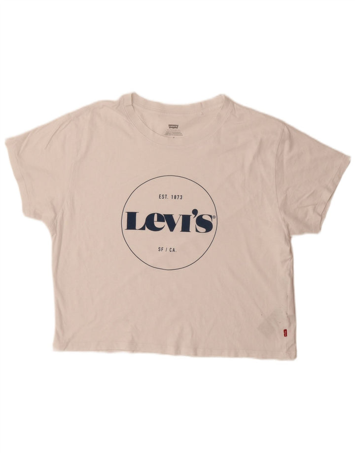 Damska koszulka z grafiką Levi's Top UK 14 Średnia biała bawełna