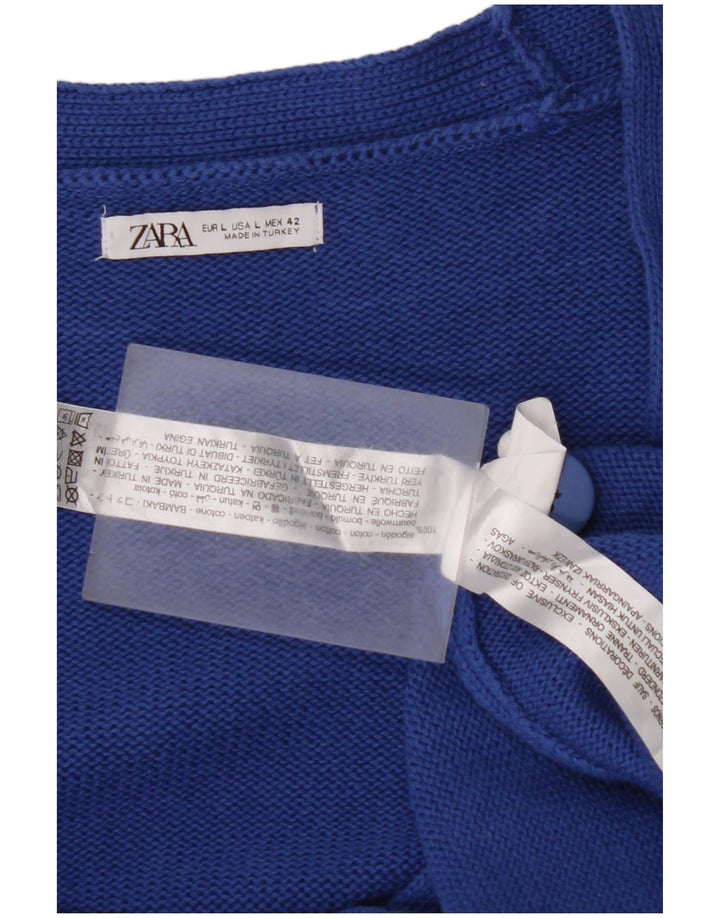Męski sweter z grafiką ZARA, duży, niebieski, bawełniany