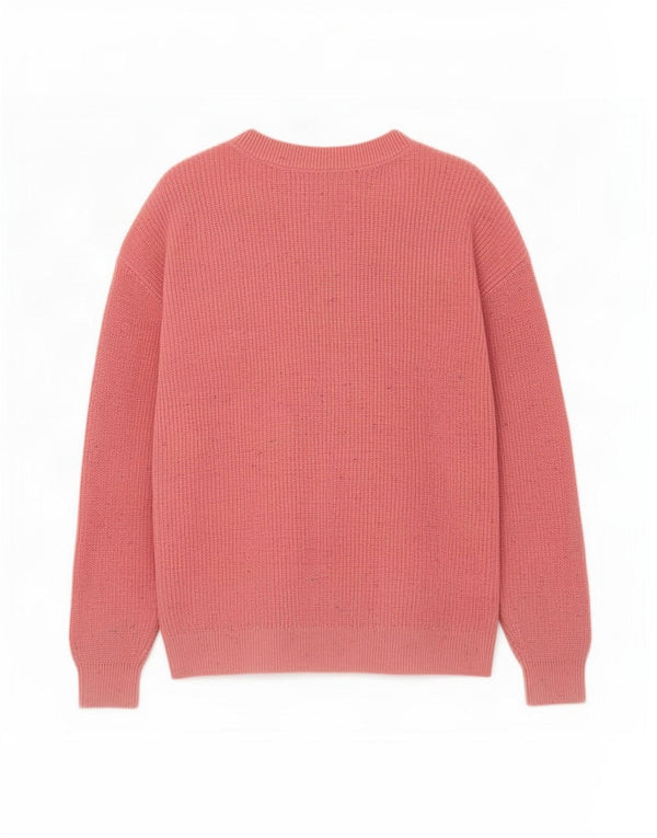 Marks & Spencer Damski sweter z dekoltem w kształcie litery V, UK 14, średni, różowy, nakrapiany
