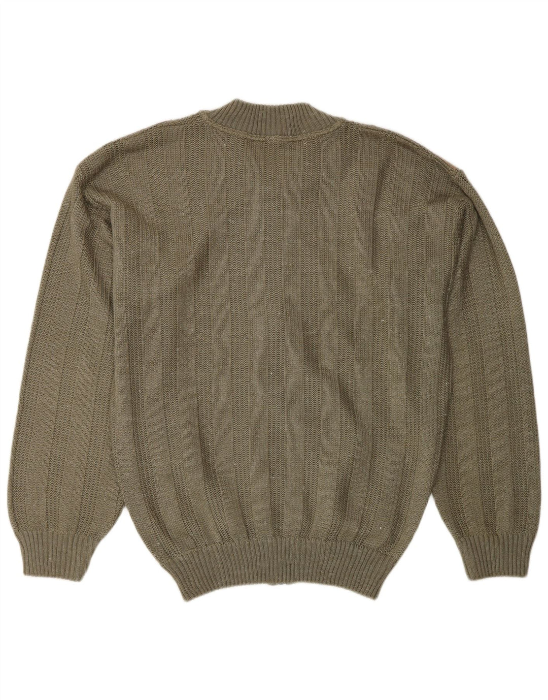 Sweter męski w stylu vintage, średni khaki, akryl w blokach kolorystycznych