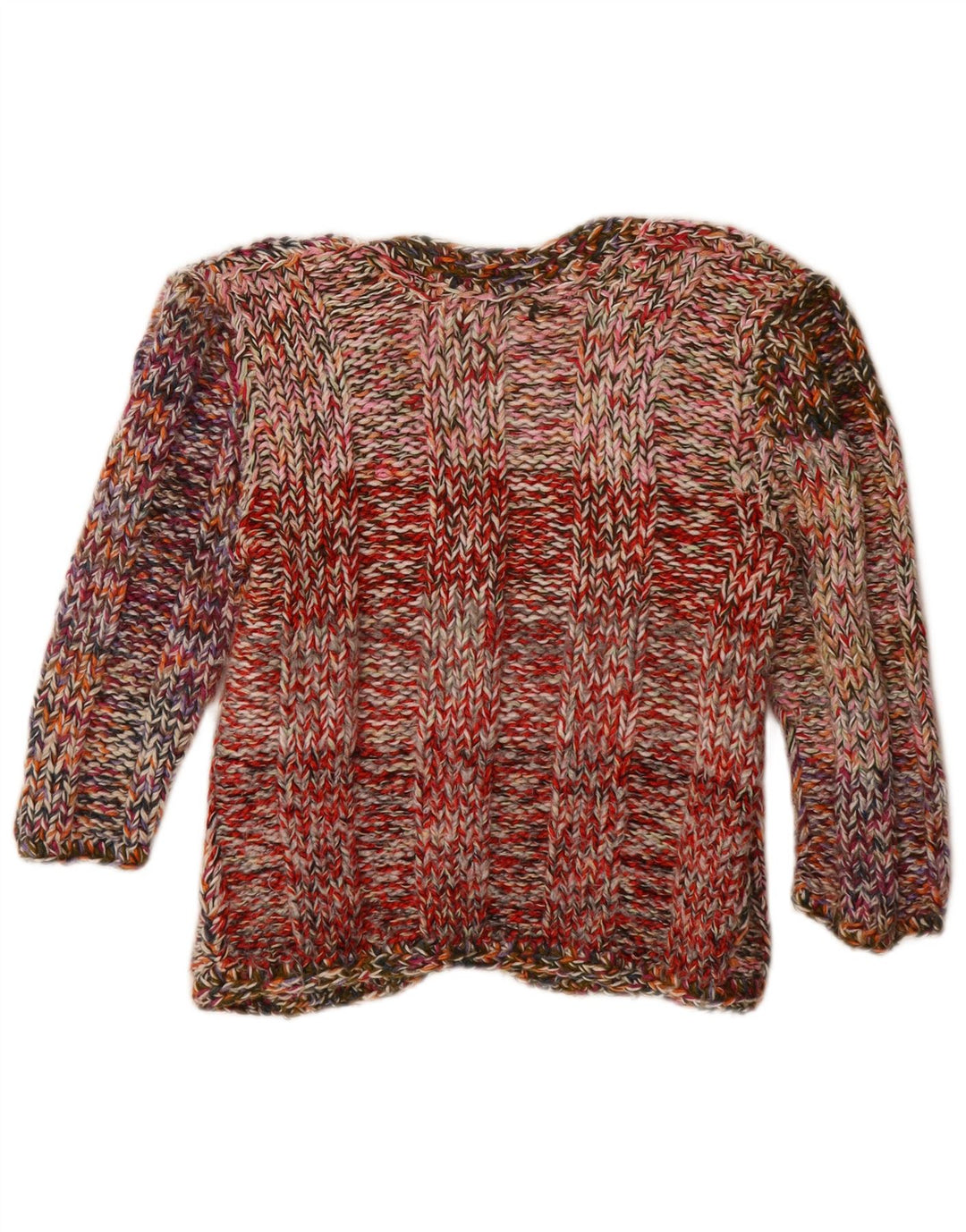 Vintage damski sweter rozpinany z rękawem 3/4 UK 12, średni, wielobarwny