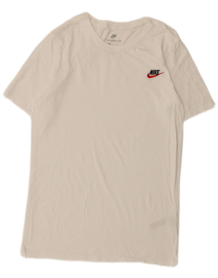 Męski T-shirt Nike o sportowym kroju, mały, biały, bawełniany