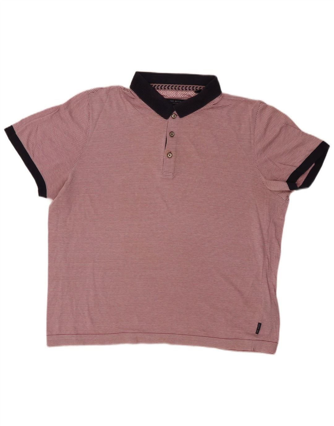 Męska koszulka polo TED BAKER, rozmiar 5 XL, różowa, bawełniana w prążki