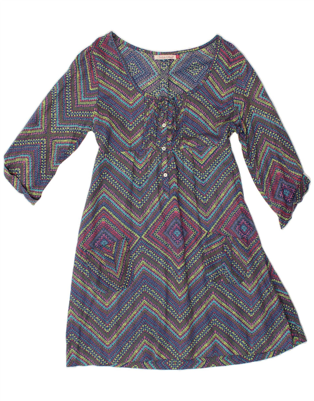 WHITE STUFF Womens Tea Dress UK12 Medium Multicoloured Geometric Vintage White Stuff and Second-Hand White Stuff from Messina Hembry 
