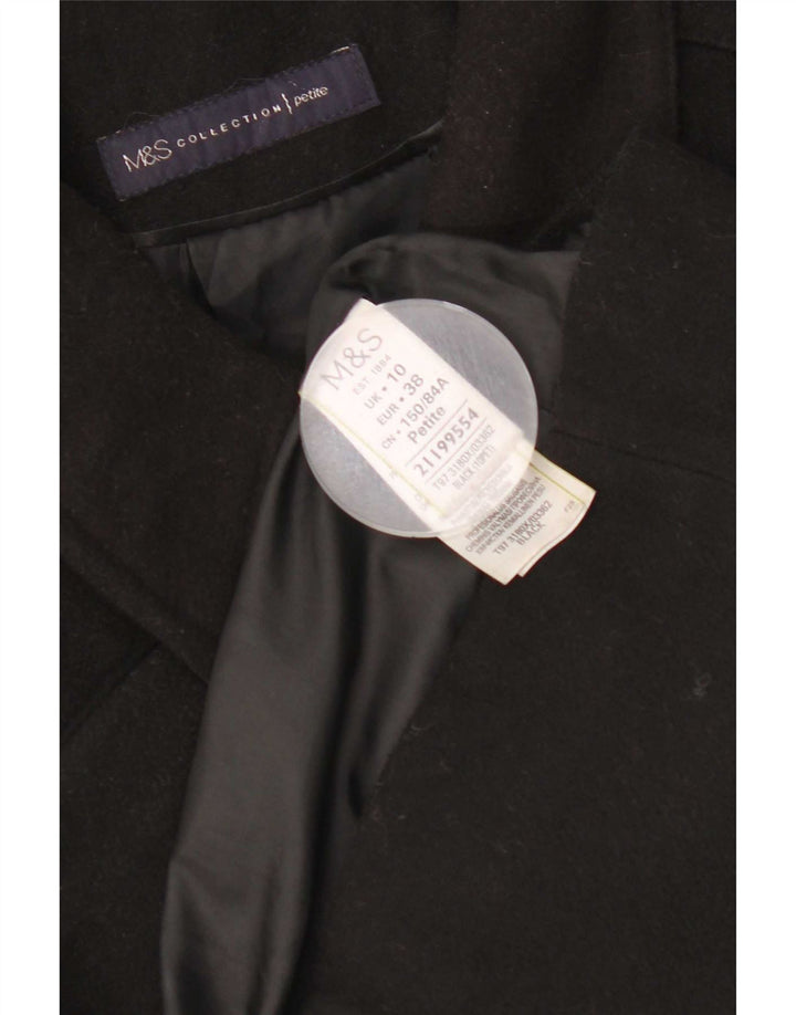 Marks & Spencer Damski płaszcz o regularnym kroju UK 10, mały, czarny, poliestrowy